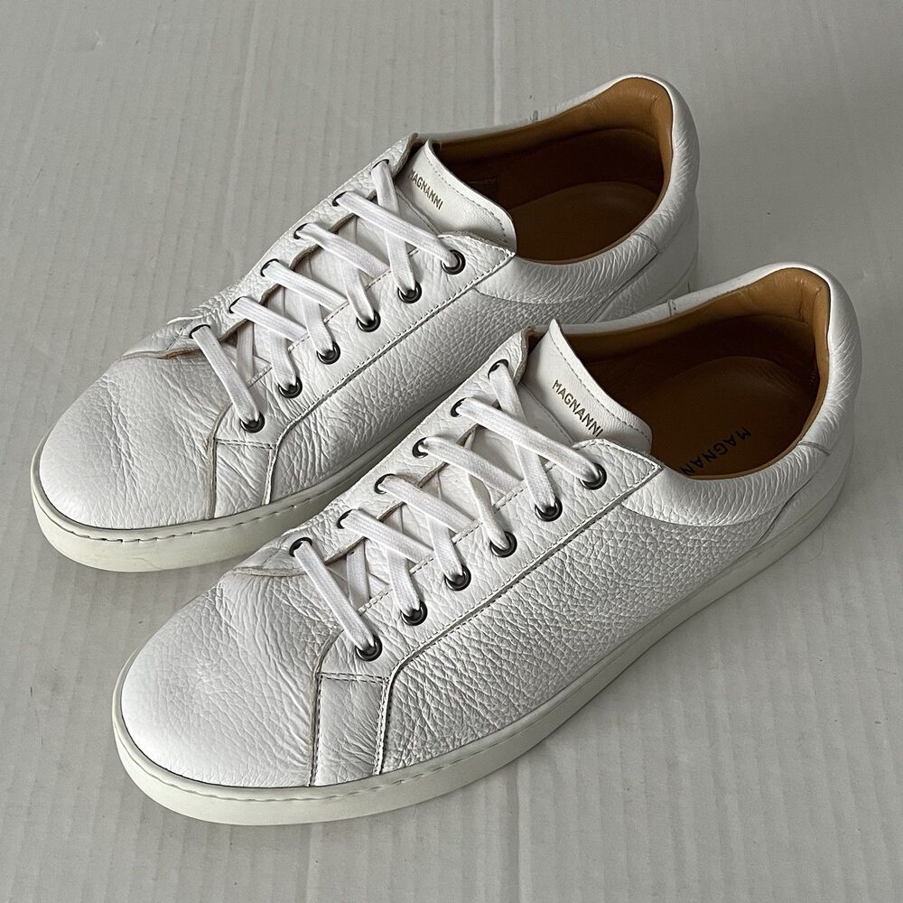 Magnanni Leve Mens Size 11 White Leather Sneakers Low Top Lace Up Casual Shoes - Picture 12 of 15